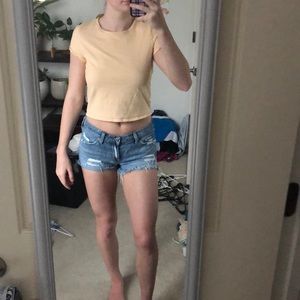 Yellow gingham cropped T-shirt